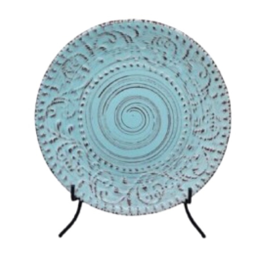 Elama Embossed Malibu Waves Stoneware Plate Set of 2